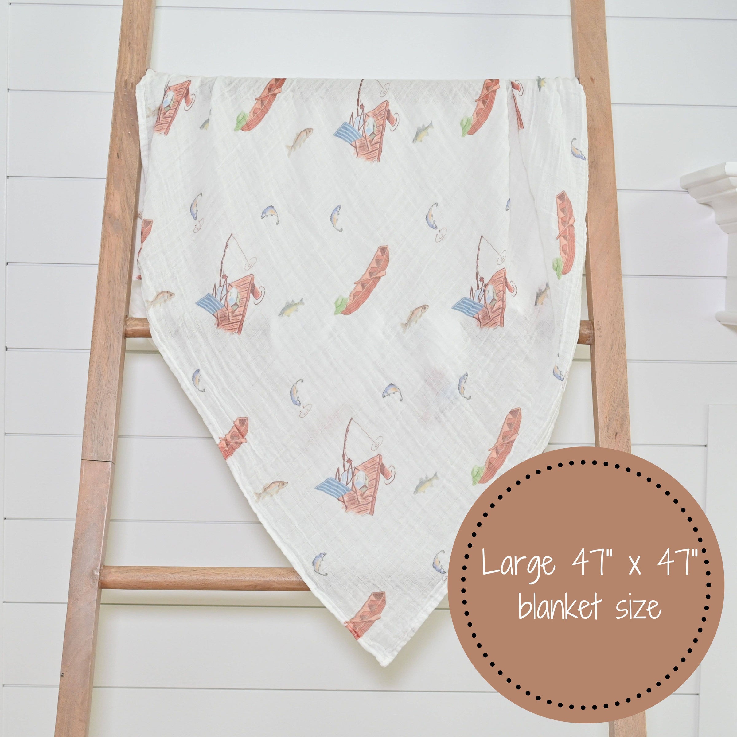 LollyBanks - Gone Fishing Baby Muslin Cotton Blanket