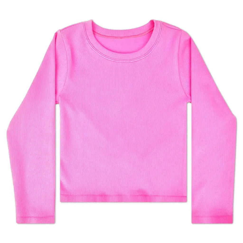 Pretty Pink Ribbed Long Sleeve Shirt