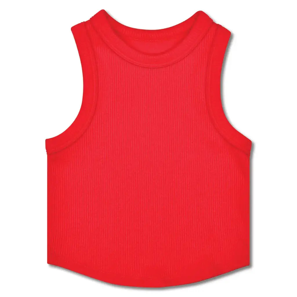 Cherry Red Cropped Ribbed Racerback Tank Top