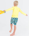 RuffleButts + RuggedButts - Boys Banana Yellow Long Sleeve Logo Rash Guard