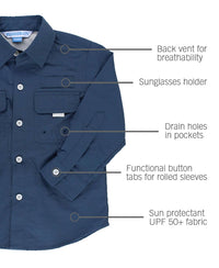 RuffleButts - Navy Sun Protective Button Down Shirt