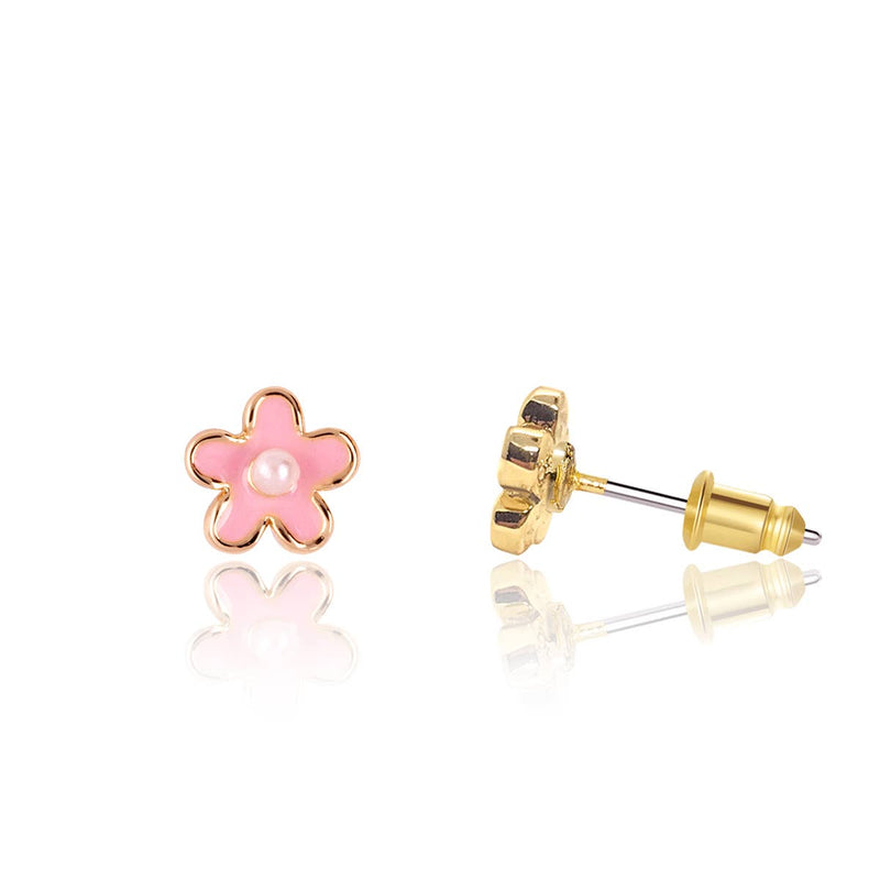 Girl Nation Pink Fancy Flower Cutie Stud Earrings