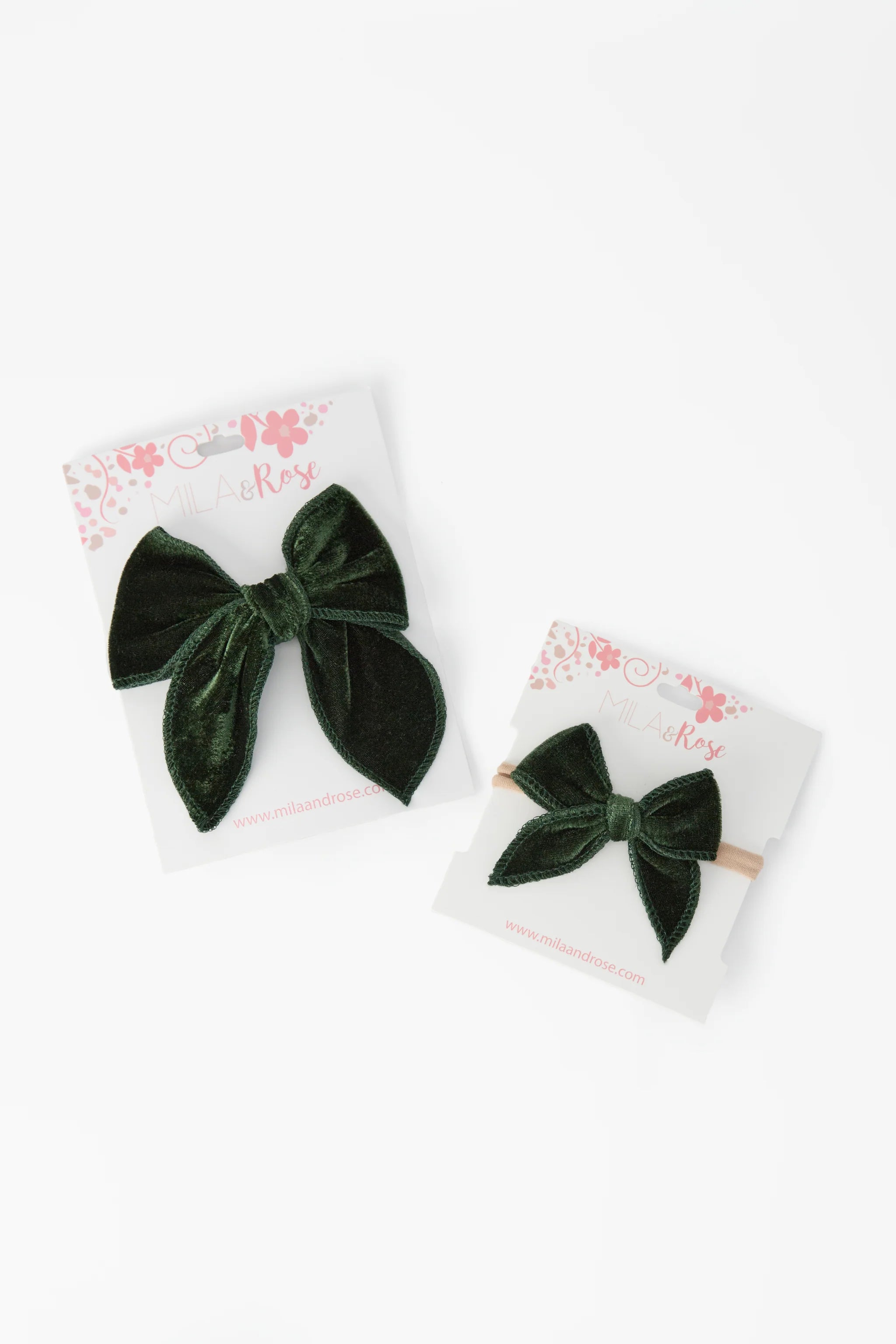 Bow Hair Clip - Juniper Green Velvet
