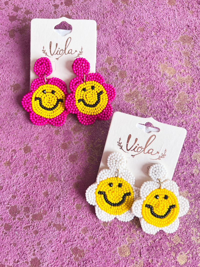 Flower Smile Face Earring