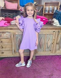 Lola the Boys Lavender Haze Ruffle Denim Dress