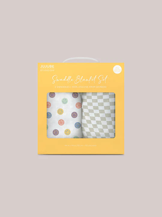 JUJUBE SWADDLE BLANKET SET - HAPPY BABY VIBES