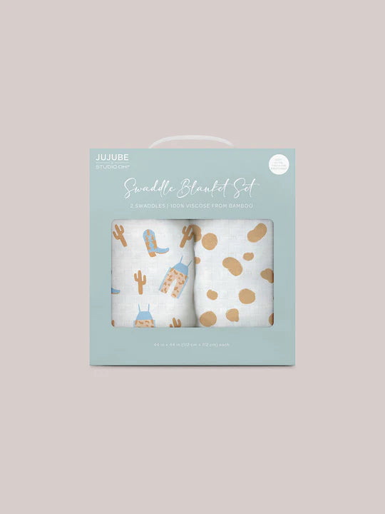 JUJUBE SWADDLE BLANKET SET - HOWDY PARTNER BLUE
