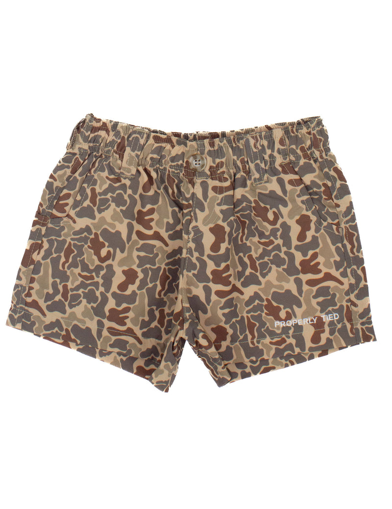 Properly Tied Boys Mallard Short Vintage Camo