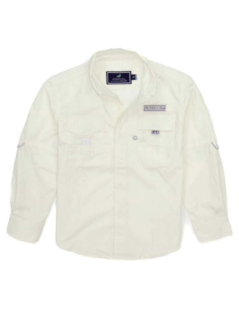 Properly Tied Boys Performance Fishing Shirt Pale Yellow