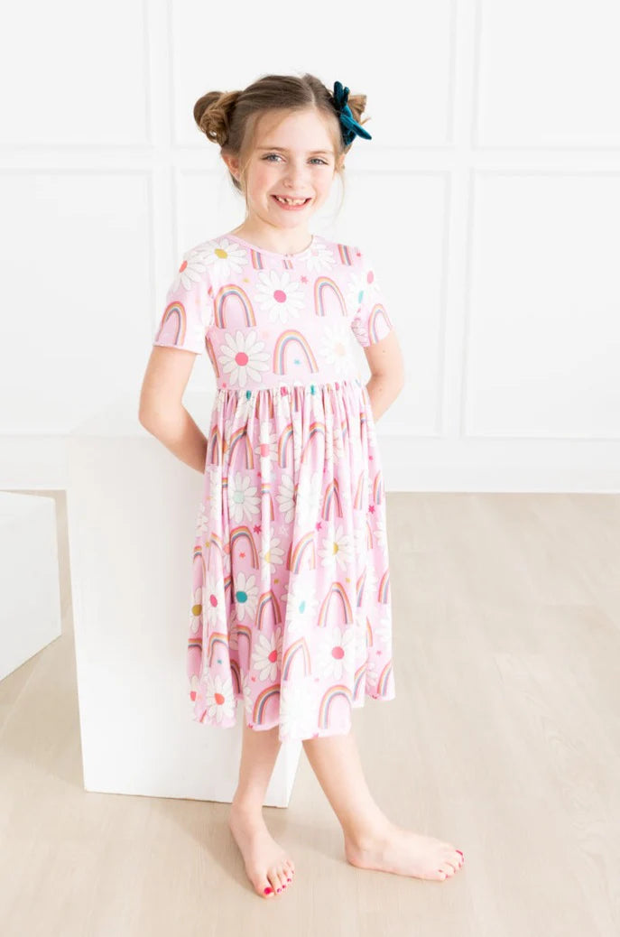 Mila & Rose RAINBOW DAISIES S/S TWIRL DRESS