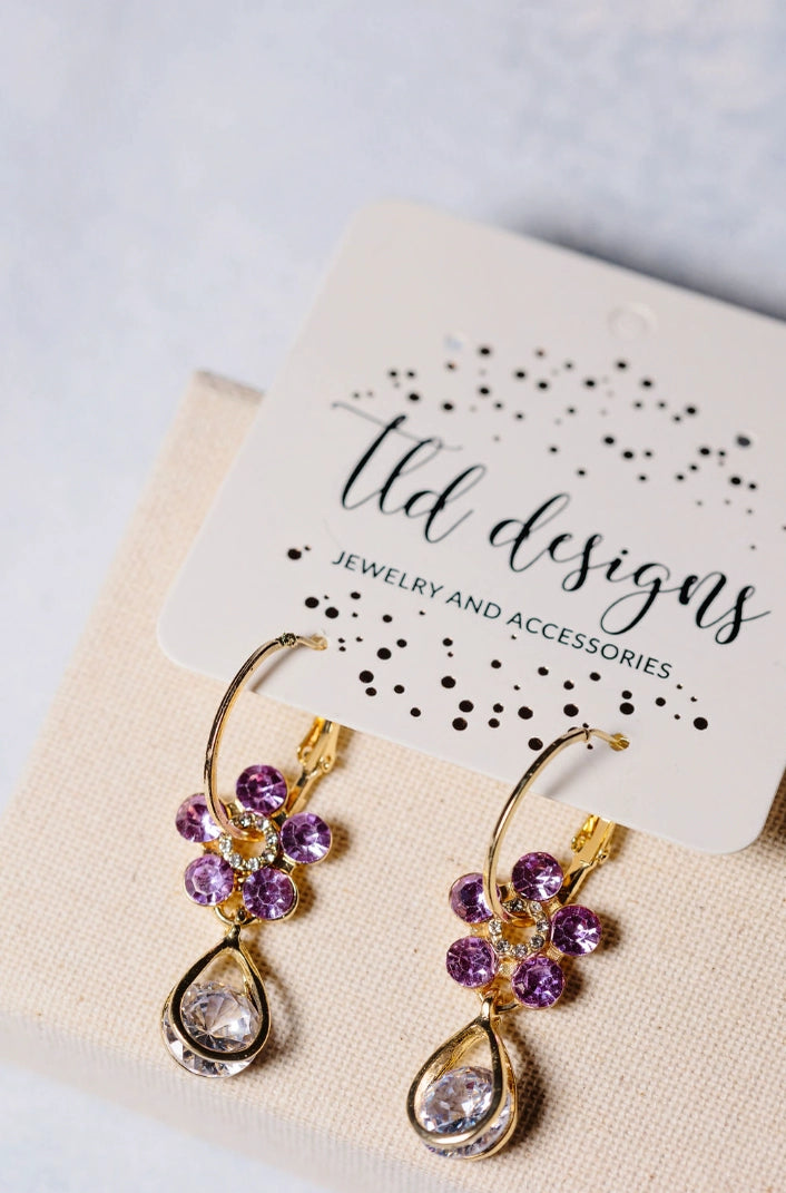 TLD Design Pink Flower Drop Earring