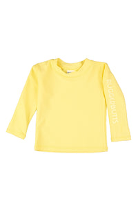 RuffleButts + RuggedButts - Boys Banana Yellow Long Sleeve Logo Rash Guard