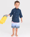 RuffleButts - Navy Sun Protective Button Down Shirt