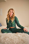 Lana Set: Green Soft Cozy Star Print Sweater with Pants