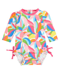 RuffleButts + RuggedButts - Baby Girls Tropical  Long Sleeve One Piece Rash Guard