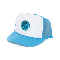 Trucker Hat w/ Happy Face Patch for Kids: BLACK