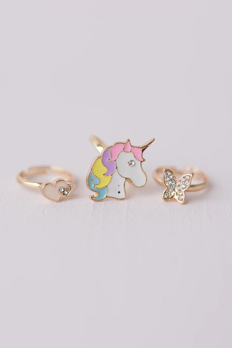 Great Pretender Boutique Butterfly & Unicorn Ring 3pcs