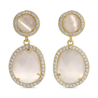 Splendid Iris - Clementine, Pave Stone Double Drop Earrings: Olive