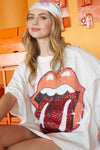 Rolling Stones Heather Grey Sequin Tongue Tee