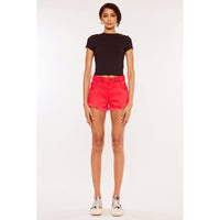 Maddy Short: Red High Rise Western Shorts