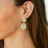 Splendid Iris - Clementine, Pave Stone Double Drop Earrings: Coral