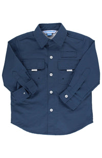 RuffleButts - Navy Sun Protective Button Down Shirt