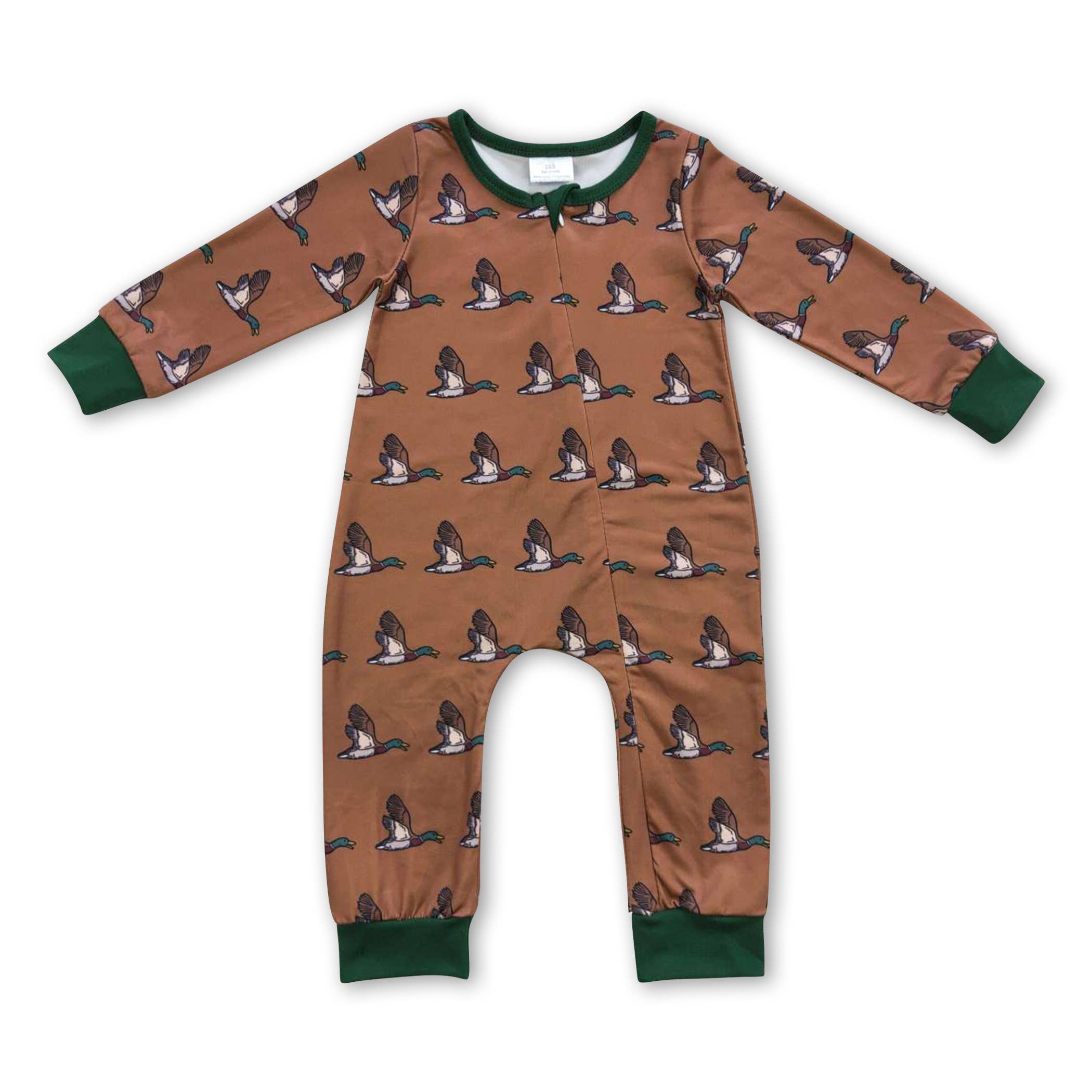 Brown Mallard Zipper Romper