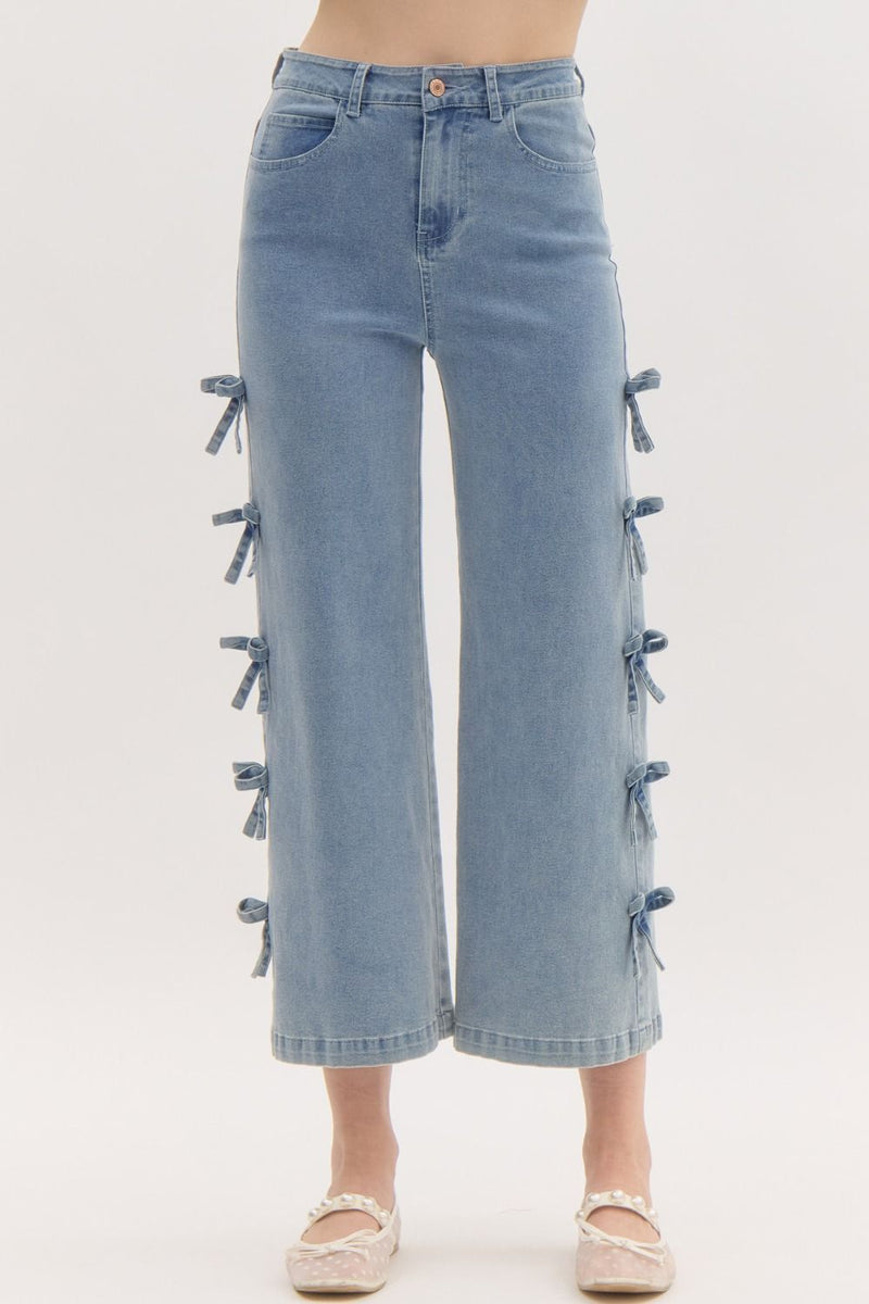 Baliee Jeans: Denim Mid-Rise Bow at Side Jeans