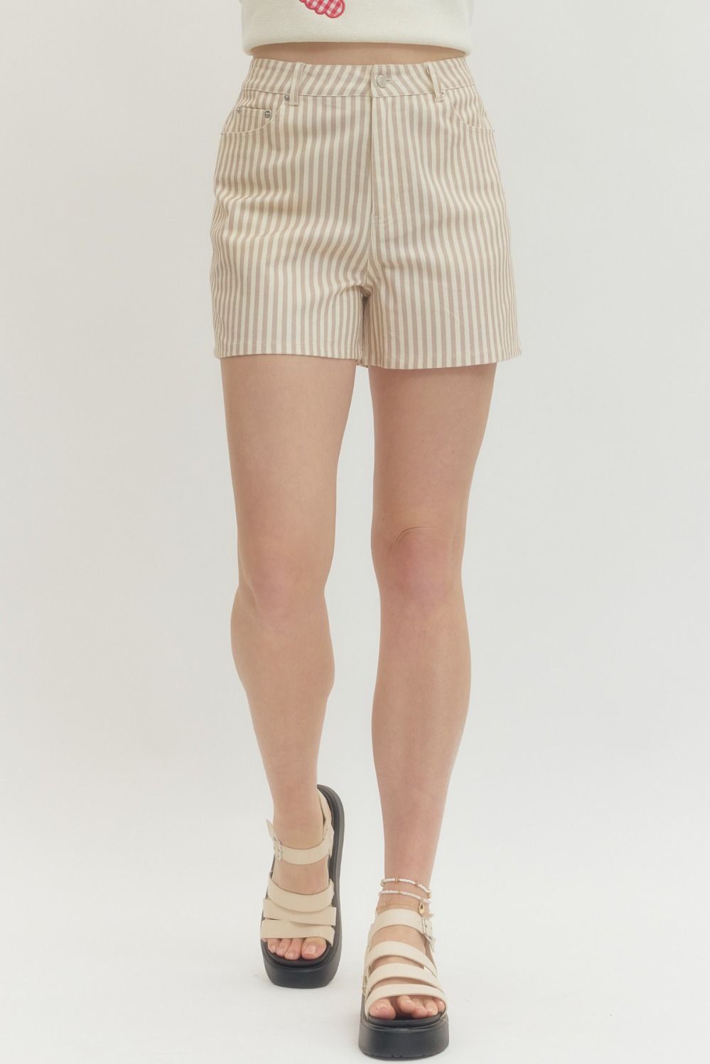 Tan Striped Shorts