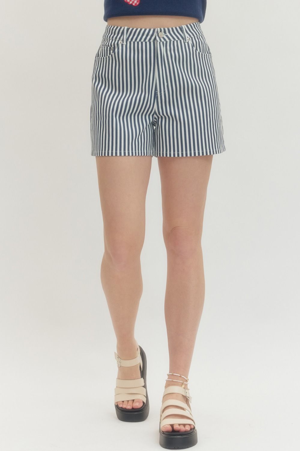 Navy Striped Shorts