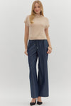 Oatmeal Knit Mock Neck Top