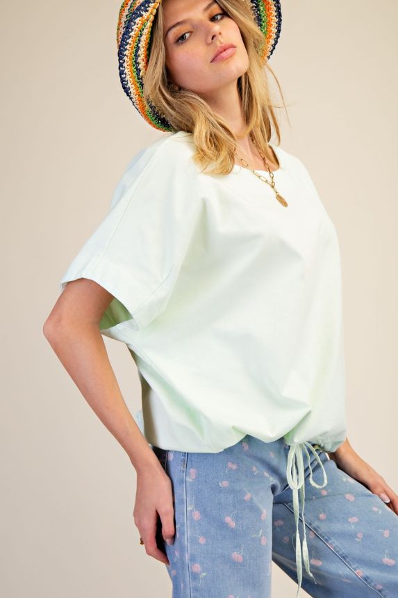 Mint Mineral Washed Boxy Knit Top