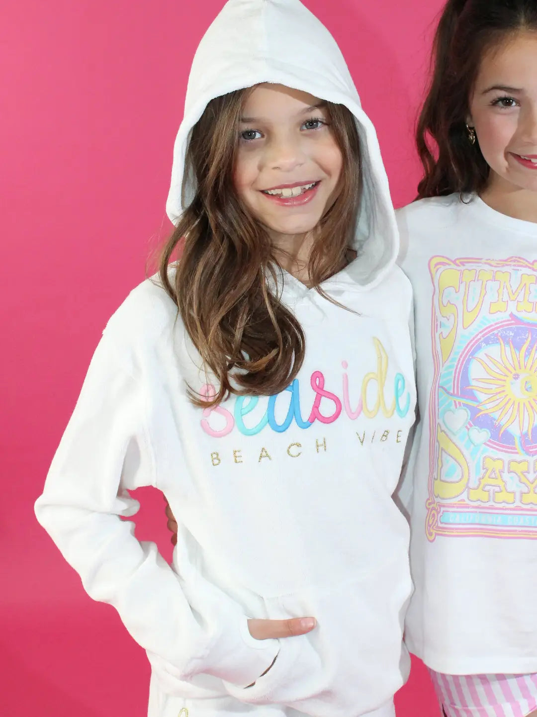 Seaside Beach Vibes Terry Hoodie Tween Girls