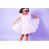 Three Wildflower Designs - Girls Butterfly Lilac Iridescent Tulle Dress