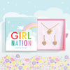 Girl Nation Crystal Necklace & Lever Back Gift Set | Rainbow Heart