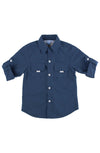 RuffleButts - Navy Sun Protective Button Down Shirt