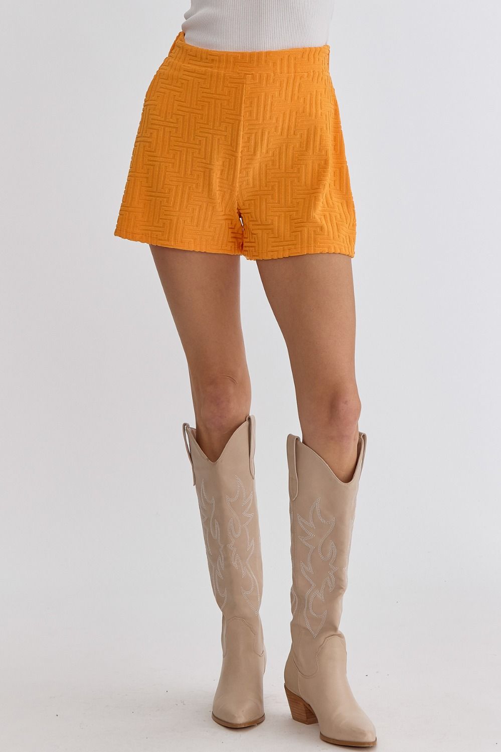 Tori Short: Orange Terry Cloth Shorts