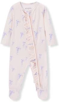 Sunset Jellyfish Cotton Stretch Ruffle Footed Romper