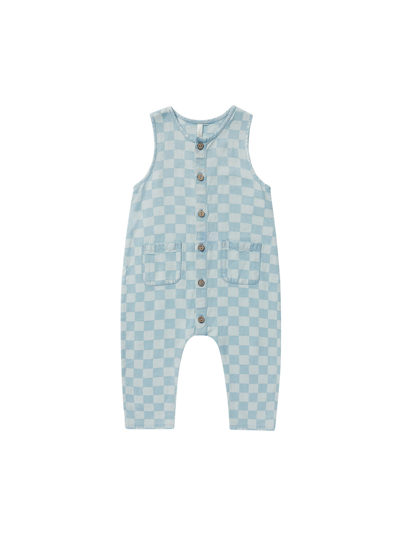 Rylee + Cru WOVEN JUMPSUIT || BLUE CHECK