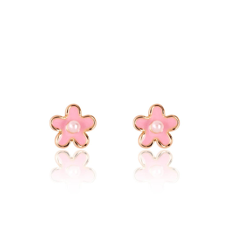 Girl Nation Pink Fancy Flower Cutie Stud Earrings