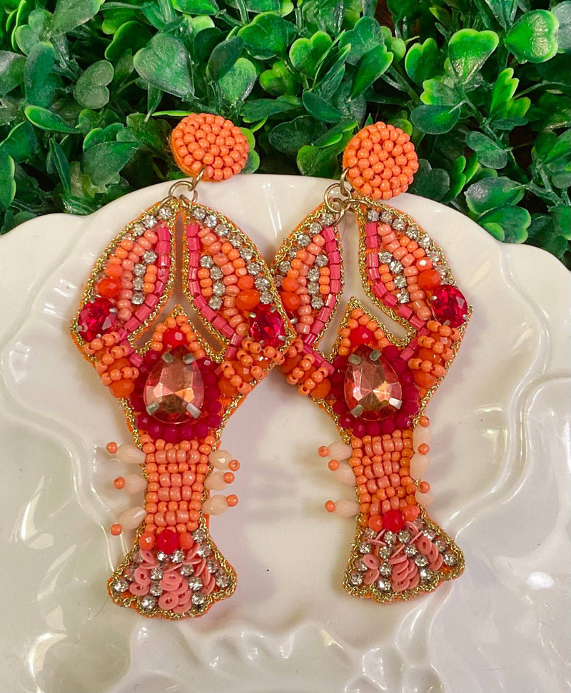 The Paisley Pagoda - Beaded lobster earrings