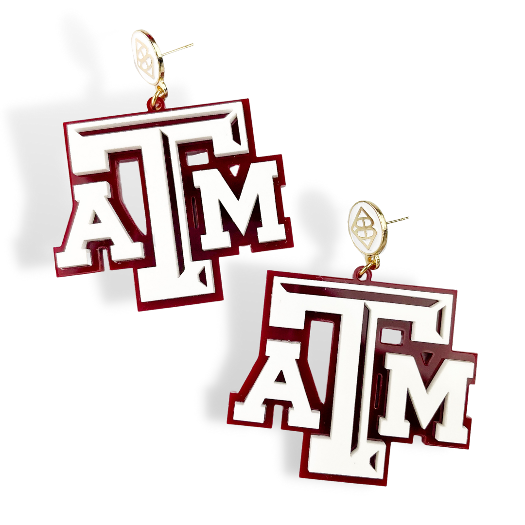 Brianna Cannon - Texas A&M White and Maroon Logo Earrings