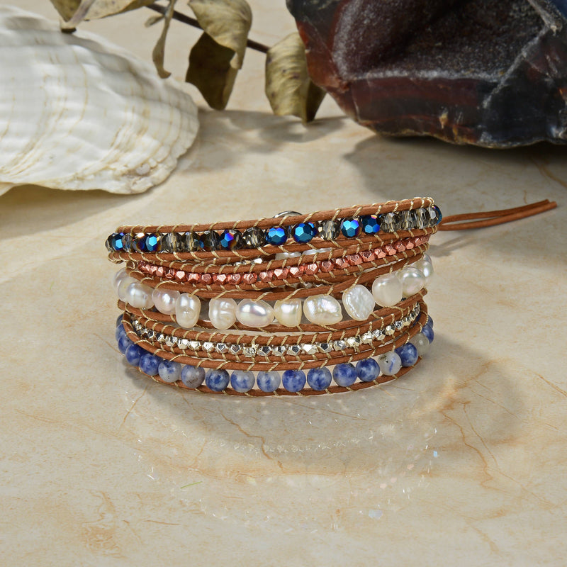 IST Jewelry - Cultured Pearl Mix-media Wrap Bracelet