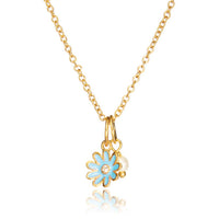 Sweet Petite Necklace- Blue Daisy