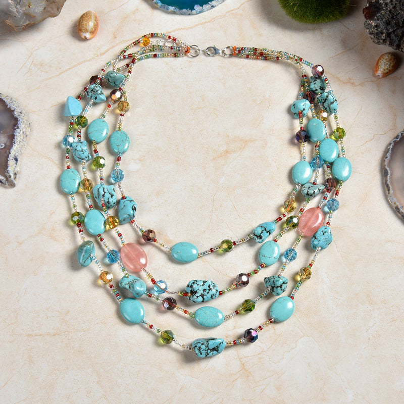 IST Jewelry - Multi-strand Turquoise Mix Necklace