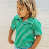 Sugar Bee Clothing - Boy Polo - Emerald Green Stripe: